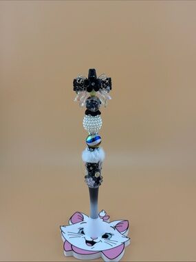Embellished Black & White Beaded Pen
